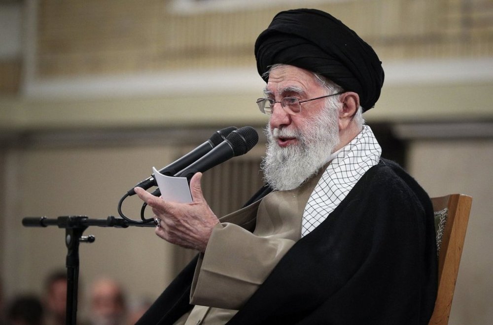 In this photo released by the official website of the office of the Iranian supreme leader, Supreme Leader Ayatollah Ali Khamenei speaks during a meeting with students, in Tehran, Iran, Wednesday, March 12, 2025. (Office of the Iranian Supreme Leader via AP)