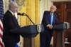 FILE - President Donald Trump listens as Israel's Prime Minister Benjamin Netanyahu speaks during a news conference in the East Room of the White House, Feb. 4, 2025, in Washington. (AP Photo/Evan Vucci, File)