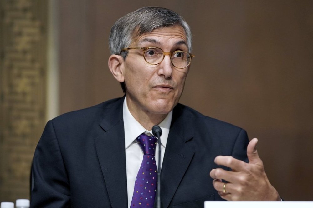 FILE - Former Food and Drug Administration vaccine chief Dr. Peter Marks testifies during a hearing, May 11, 2021 on Capitol Hill in Washington. (Jim Lo Scalzo/Pool via AP, File)