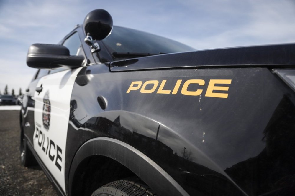A police vehicle is shown at Calgary Police Service headquarters in Calgary on April 9, 2020. THE CANADIAN PRESS/Jeff McIntosh