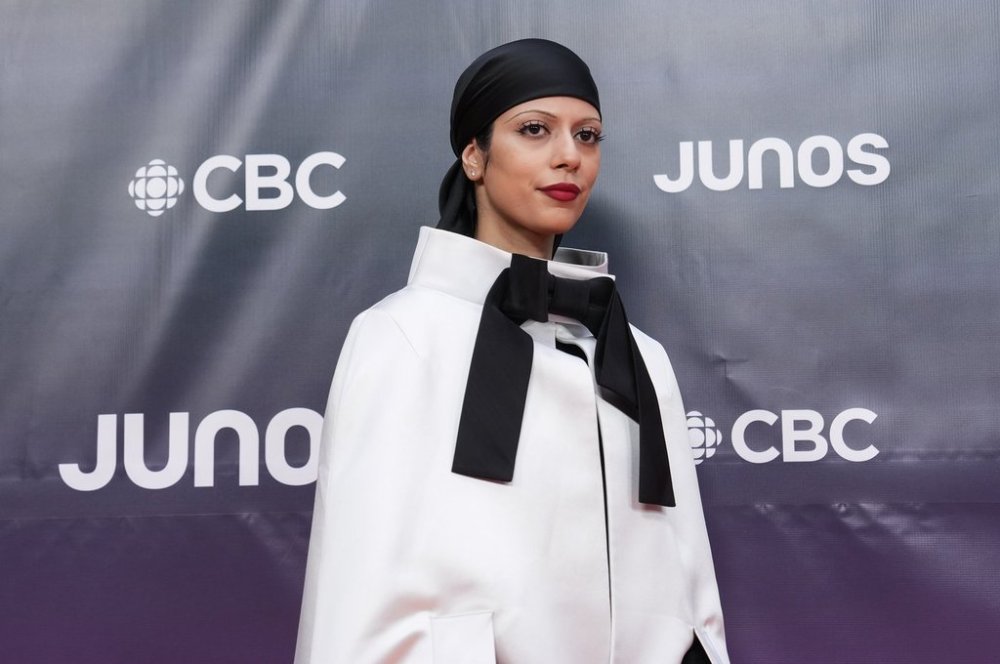 Nemahsis arrives for the Juno Awards, in Vancouver, on Sunday, March 30, 2025. THE CANADIAN PRESS/Ethan Cairns