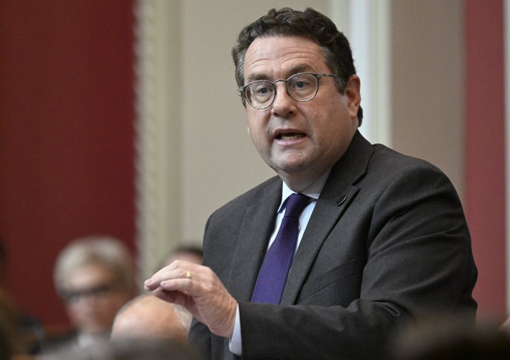 Quebec Education Minister Bernard Drainville responds to the Opposition during question period at the legislature in Quebec City, Oct. 22, 2024. THE CANADIAN PRESS/Jacques Boissinot