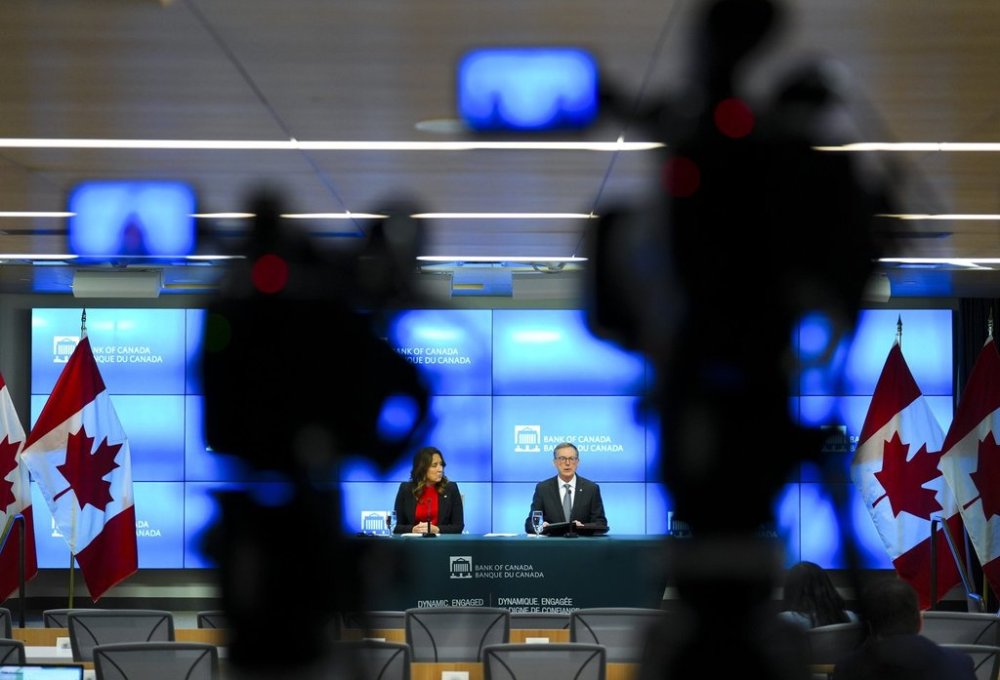 Bank of Canada Governor Tiff Macklem and Senior Deputy Governor Carolyn Rogers hold a press conference at the Bank of Canada in Ottawa on Wednesday, March 12, 2025. THE CANADIAN PRESS/Sean Kilpatrick