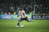 PSG's Ousmane Dembele kicks the ball during the French League One soccer match between Saint-Etienne and Paris Saint Germain at the Geoffroy-Guichard stadium in Saint-Etienne, France, Saturday, March 29, 2025. (AP Photo/Laurent Cipriani)