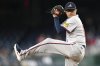 FILE - Atlanta Braves relief pitcher Jesse Chavez winds up during the second inning of a baseball game against the Washington Nationals, Sept. 10, 2024, in Washington. (AP Photo/John McDonnell, File)