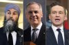 Left to right: NDP Leader Jagmeet Singh, Liberal Leader Mark Carney and Conservative Leader Pierre Poilievre. THE CANADIAN PRESS/Justin Tang, Adrian Wyld