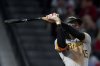 Pittsburgh Pirates outfielder Oneil Cruz hits a home run during the fifth inning of a baseball game against the Los Angeles Angels, Wednesday, April 23, 2025, in Anaheim, Calif. (AP Photo/Eric Thayer)