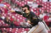 Pittsburgh Pirates starting pitcher Paul Skenes throws during the first inning of a baseball game against the St. Louis Cardinals Tuesday, May 6, 2025, in St. Louis. (AP Photo/Jeff Roberson)