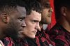 FILE - Leverkusen's Victor Boniface and Florian Wirtz react disappointed on the benchduring the Bundesliga soccer match between Bayer Leverkusen and Werder Bremen at the BayArena in Leverkusen, Germany, March 8, 2025. (AP Photo/Martin Meissner, File)