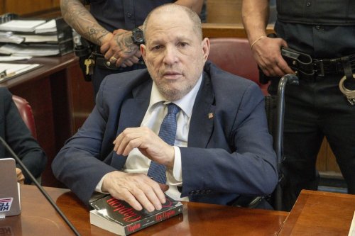 Harvey Weinstein appears in state court in Manhattan as jury selection continues in his retrial on Tuesday, April 22, 2025 in New York. (Steven Hirsch /New York Post via AP, Pool)