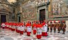 FILE - In this photo from files taken on April 18, 2005 and released by the Vatican paper L'Osservatore Romano, Cardinals walk in procession to the Sistine Chapel at the Vatican, at the beginning of the conclave. (Osservatore Romano via AP, File)
