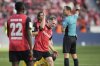 Leverkusen's Florian Wirtz, centre, reacts during the German Bundesliga soccer match between Bayer Leverkusen and Union Berlin at the BayArena in Leverkusen, Germany, Saturday, April 12, 2025. (AP Photo/Martin Meissner)
