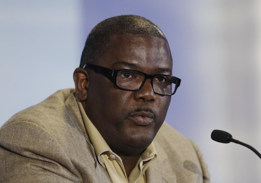 FILE - Joe Dumars, then-Detroit Pistons' president of basketball operations, speaks during a news conference in Auburn Hills, Mich, July 16, 2013. (AP Photo/Carlos Osorio, File)