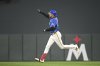 Minnesota Twins' Trevor Larnach celebrates as he rounds the bases after hitting a three-run home run off Los Angeles Angels pitcher Kyle Hendricks during the fourth inning of a baseball game, Friday, April 25, 2025, in Minneapolis. (AP Photo/Craig Lassig)