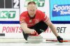 Canada skip Brad Jacobs throws a stone at the BKT World Men's Curling Championship in Moose Jaw, Sask., on April 6, 2025. THE CANADIAN PRESS/Chris Young