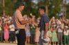 Rory McIlroy, of Northern Ireland, right, greets Justin Rose, of England, after winning in a playoff after the final round the Masters golf tournament, Sunday, April 13, 2025, in Augusta, Ga. (AP Photo/Matt Slocum)