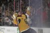 Vegas Golden Knights right wing Alexander Holtz (26) celebrates after scoring against the Nashville Predators during the second period of an NHL hockey game Saturday, April 12, 2025, in Las Vegas. (AP Photo/John Locher)