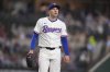Texas Rangers starting pitcher Patrick Corbin looks on after pitching to the Los Angeles Angels during the second inning of a baseball game Wednesday, April 16, 2025, in Arlington, Texas. (AP Photo/Julio Cortez)
