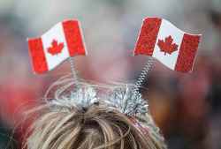 Canadian patriotic pride was everywhere at the rally. (John Woods / Free Press)