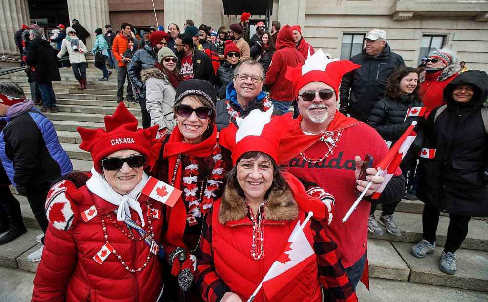 Barbara, from left, Sylvia, Edward, Nicki, John showed off their pride for the event. (John Woods / Free Press)