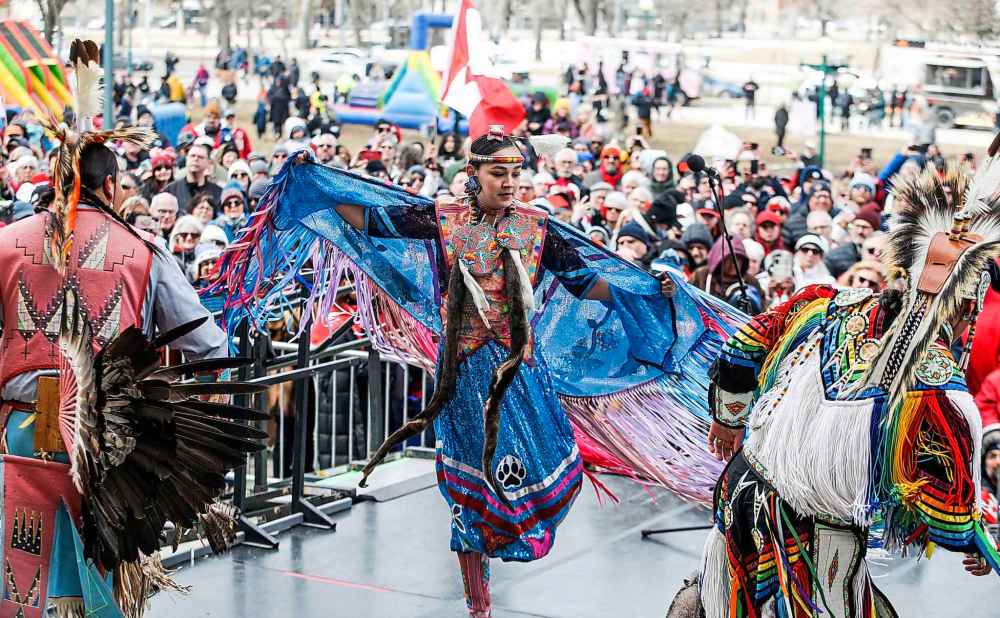 Spirit Sands Dancers were one of the numerous performers who took to the stage. (John Woods / Free Press)