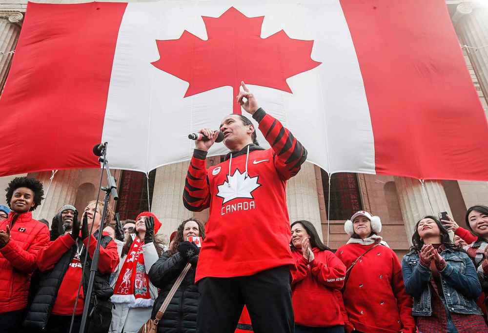 Premier Wab Kinew spoke passionately about being Canadian.(John Woods / Free Press)