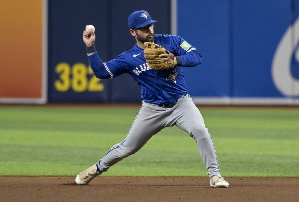 Toronto Blue Jays outfielder Davis Schneider makes a play during a baseball game against the Tampa Bay Rays Saturday, Sept. 21, 2024, in St. Petersburg, Fla. (AP Photo/Steve Nesius)