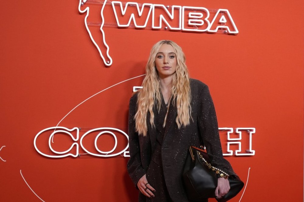 UConn's Paige Bueckers poses before the WNBA basketball draft, Monday, April 14, 2025, in New York. (AP Photo/Pamela Smith)