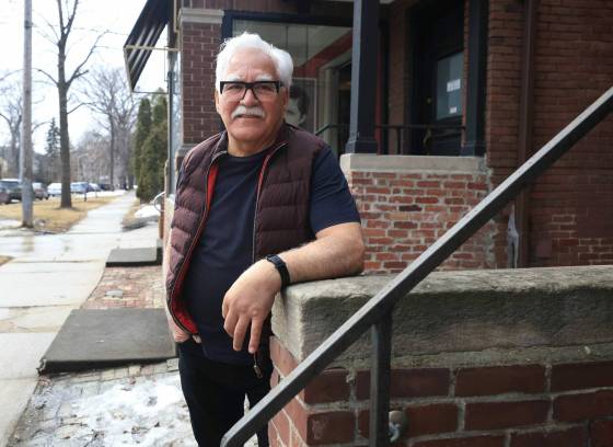 Edward Carriere (left), who owns a hair salon in Winnipeg Centre and also lives in the federal riding, wonders which candidate and party to support. (Ruth Bonneville / Free Press)