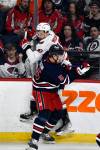Fred Greenslade / THE CANADIAN PRESS FILES
                                Winnipeg Jets’ Luke Schenn (5) currently sits fourth on the NHL’s all-time hit list.	Jets teammate Eric Comrie has nicknamed Schenn ‘the human eraser.’