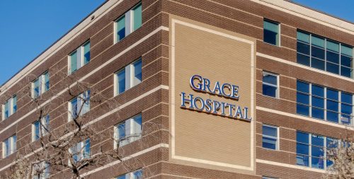 MIKE DEAL / FREE PRESS FILES
                                The Grace Hospital and Adult Emergency entrance at 300 Booth Dr.
