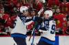 Erin Hooley / The Associated Press
                                Winnipeg Jets centre Mark Scheifele, left, and winger Cole Perfetti celebrate after Perfetti’s game-winning shootout goal against the Chicago Blackhawks Saturday, in Chicago.