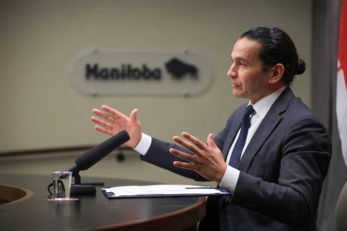 RUTH BONNEVILLE / FREE PRESS
                                Premier Wab Kinew said representatives from Nunavut will be in Winnipeg on Wednesday to sign a deal with the province for the Kivalliq Hydro-Fibre Link.