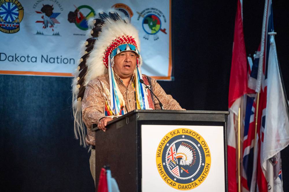 Chief Donny Smoke of Dakota Plains was charged with two counts of sexual assault in February. (Liam Richards / The Canadian Press files)