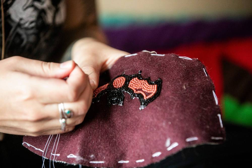 MIKAELA MACKENZIE / FREE PRESS
Creating dentalium and beaded pieces however can take up to 10 hours.