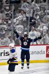 Fred Greenslade / THE CANADIAN PRESS
                                Winnipeg Jets’ Mark Scheifele celebrates his first period goal on the St. Louis Blues in Winnipeg, Monday.