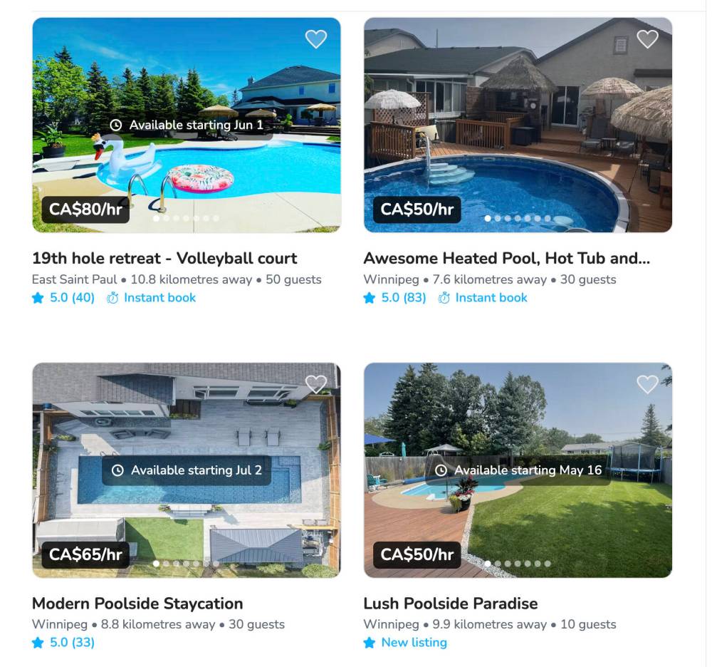Images of local pools listed on Swimply.com