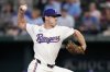 FILE - Texas Rangers relief pitcher Matt Festa throws to the Toronto Blue Jays in the seventh inning of a baseball game in Arlington, Texas, Thursday, Sept. 19, 2024. (AP Photo/Tony Gutierrez, File)