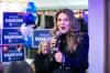 MIKAELA MACKENZIE / FREE PRESS
                                Conservative Kildonan-St. Paul candidate Raquel Dancho speaks to supporters, Monday.