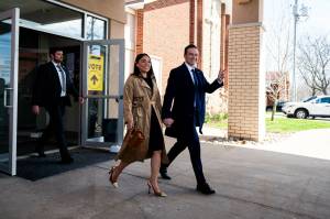 SPENCER COLBY / THE CANADIAN PRESS
                                Conservative Party Leader Pierre Poilievre, right, and his wife Anaida Poilievre depart a polling station after voting in Ottawa on Monday.