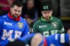 Skip Mike McEwen (right) watches a shot at the Montana's Brier in Kelowna, B.C., on March 7, 2025. THE CANADIAN PRESS/Darryl Dyck