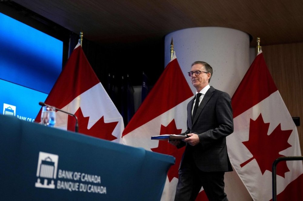 Governor of the Bank of Canada Tiff Macklem arrives for a news conference on the Bank's interest rate announcement and the quarterly Monetary Policy Report (MPR), in Ottawa, on Wednesday, April 16, 2025. THE CANADIAN PRESS/Justin Tang
