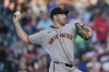 San Francisco Giants starting pitcher Justin Verlander (35) throws against the Chicago Cubs during the first inning of a baseball game Tuesday, May 6, 2025, in Chicago. (AP Photo/Erin Hooley)