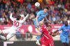 Napoli's Scott McTominay scores during the Serie A soccer match between Monza and Napoli at U-Power Stadium in Monza, Italy, Saturday April 19, 2025. (Spada/LaPresse via AP)