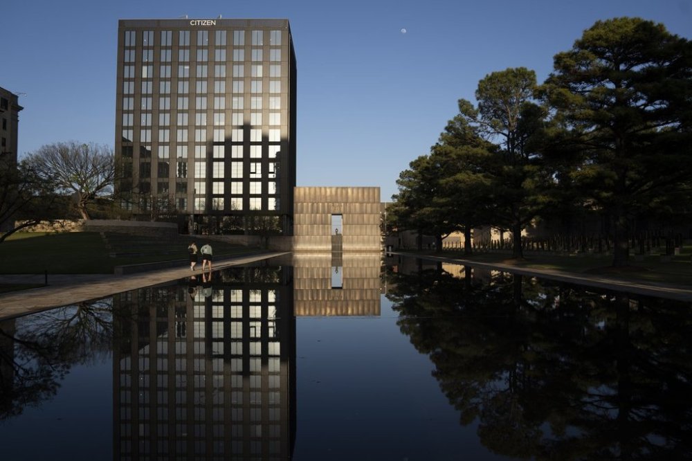 The Oklahoma City National Memorial is seen Wednesday, April 9, 2025 in Oklahoma City. (AP Photo/Nick Oxford)