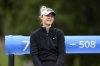 Nelly Korda looks on while waiting to hit from the seventh tee during the first round of the LPGA's JM Eagle LA Championship golf tournament at El Caballero Country Club, Thursday, April 17, 2025, in Los Angeles. (AP Photo/William Liang)