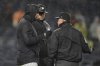 New York Yankees manager Aaron Boone talks to umpire Lance Barksdale during the sixth inning of a baseball game against the San Francisco Giants Friday, April 11, 2025, in New York. (AP Photo/Frank Franklin II)