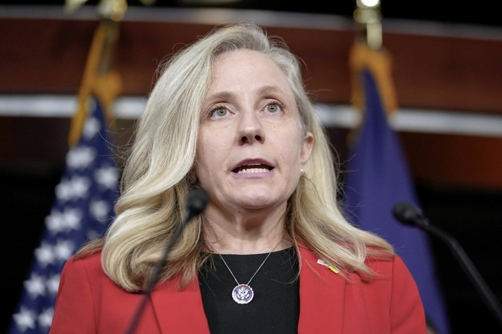 FILE - Rep. Abigail Spanberger, D-Va., speaks during a news conference on national security legislation on Capitol Hill, Feb. 13, 2024, in Washington. (AP Photo/Mariam Zuhaib, File)