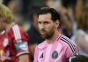 Inter Miami forward Lionel Messi walks on the field for an MLS soccer match against the New York Red Bulls, Saturday, May 3, 2025, in Fort Lauderdale, Fla. (AP Photo/Michael Laughlin)
