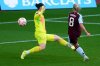 Aston Villa's Jordan Nobbs scores their side's first goal of the game during the English Women's Super League soccer match between Aston Villa and Arsenal at Villa Park in Birmingham, Wednesday April 30, 2025. (David Davies/PA via AP)